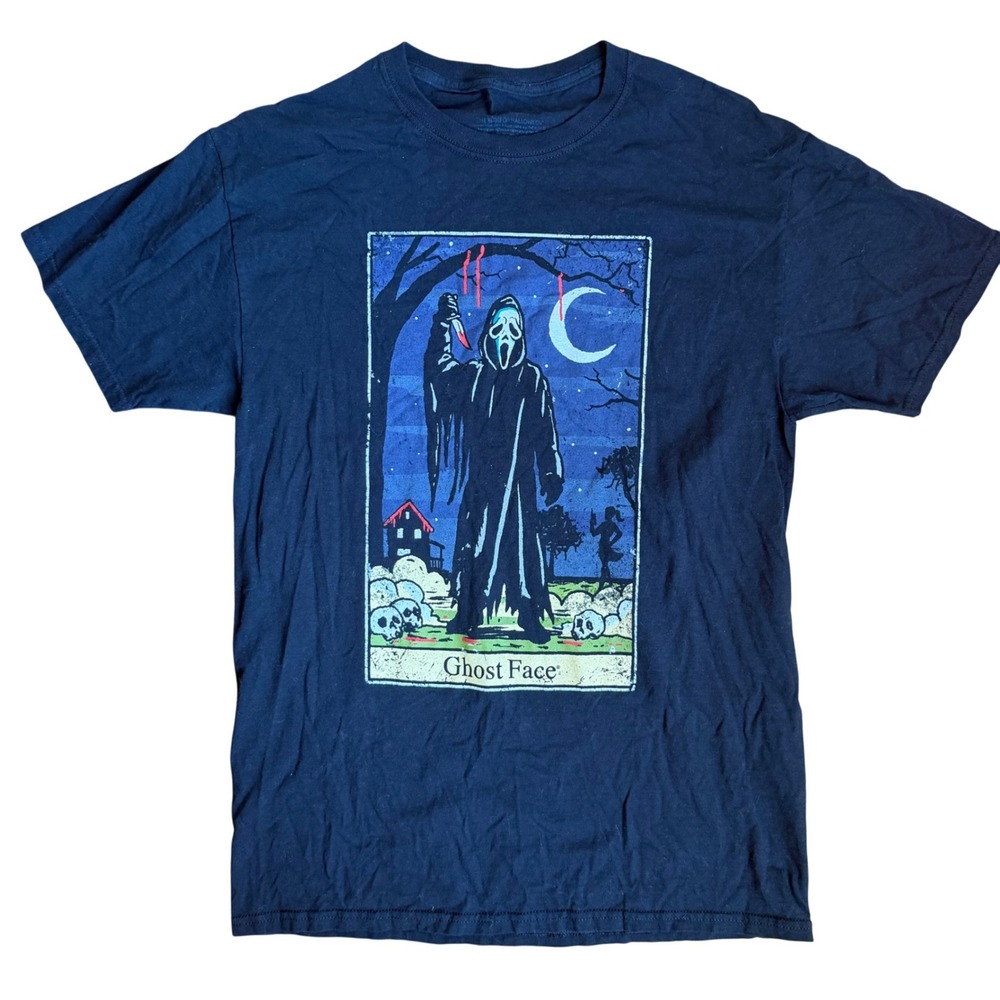 Ghost Face Scream Tarot Card‎ T-Shirt Mens Medium Black Horror Movie Graphic Tee